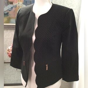 PRICE DROP! Scalloped Black Polka Dot Jacket Blazer